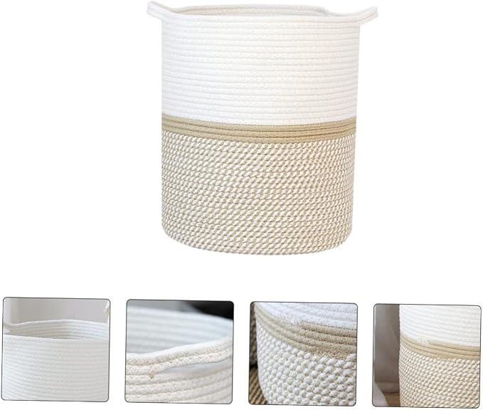 GANAZONO Pet Toy Storage Basket Rope Woven Organizer for Sundries Stylish Home Storage Bin for Toys Clothes and Blankets Versatile and Chic Design for Living Room Bedroom