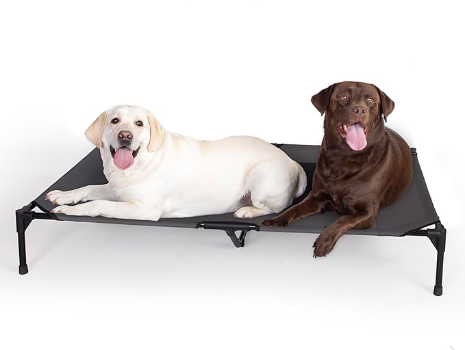 K&H Outdoor Elevated Dog Bed, Cooling Raised Dog Bed, Charcoal, Jumbo | Pet Cot for Extra-Large & Giant Pets, Breathable Mesh Center Hammock Design, Indoor/Outdoor Washable Cover, 56x38in