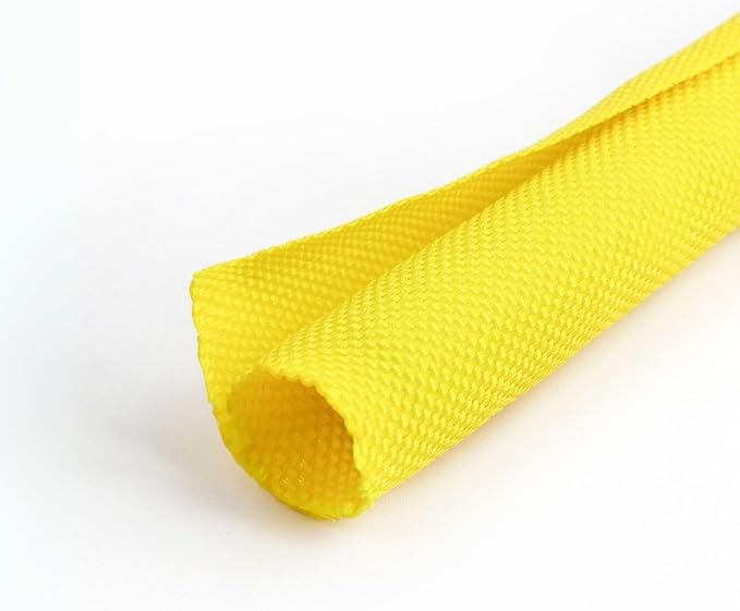 5/16 inch Split Braided Cable Management Sleeve for USB Cable Power Cord Audio Video Cable, Wire Loom Cord Protector from Cat Dog Chewing (Yellow, 10FT)