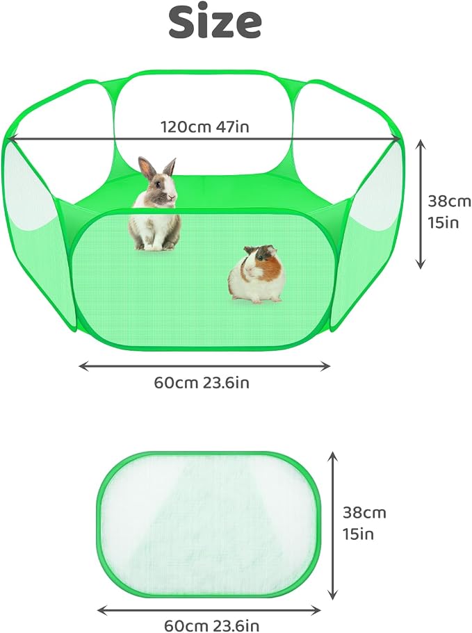 Amakunft Small Animal Playpen, Pop-Up Portable Play Yard for Guinea Pigs, Rabbits, Hamsters, Hedgehogs, Foldable Exercise Fence with Breathable Mesh for Indoor Outdoor Use