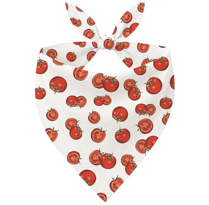 Summer Dog Bandana, Tomato Dog Bandana for Picnic Garden Party Outfit, Tomato Pet Triangle Scarf for Small Medium Dogs, Cute Fruit Puppy Accessory for Boys and Girls