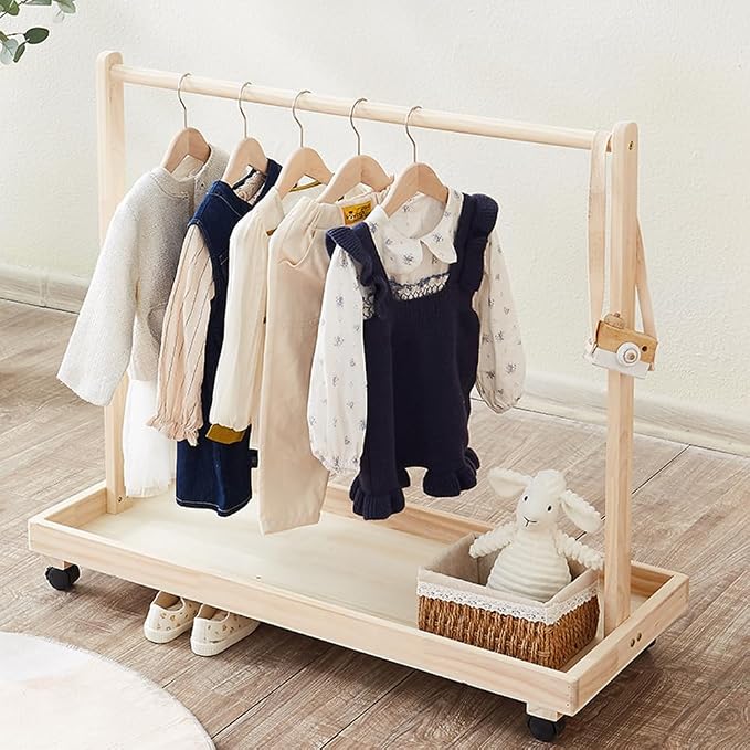Baby Garment Rack, Kids Clothing Rack with Storage Shelf & Hanging Rod | Mini Closet Rack, Children Clothes Garment Rack, for Bedroom,Playroom,Nursery,Laundry, Pets Clothing Rack for Dogs Cats Dolls