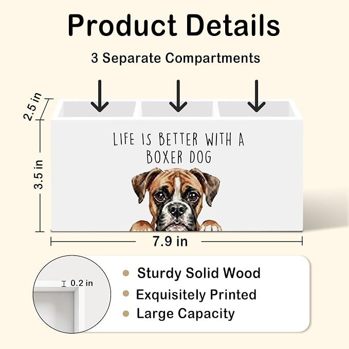 Boxer Dog Gifts Pen Pencil Holder for Desk, Funny Boxers Dog Gift Office Desk Accessories, Life Is Better with a Boxer Dogs Pen Holders Organizer for Women Bathroom Decor
