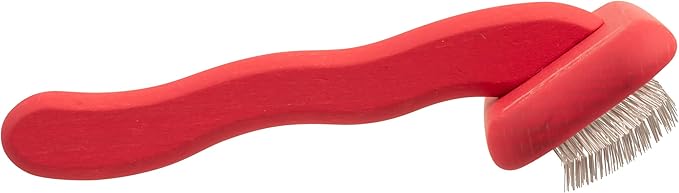Chris Christensen Mark II Slicker Brush, Groom Like a Professional, Stainless Steel Pins, Lightweight Beech Wood Body, Ground and Polished Tips, Red Small