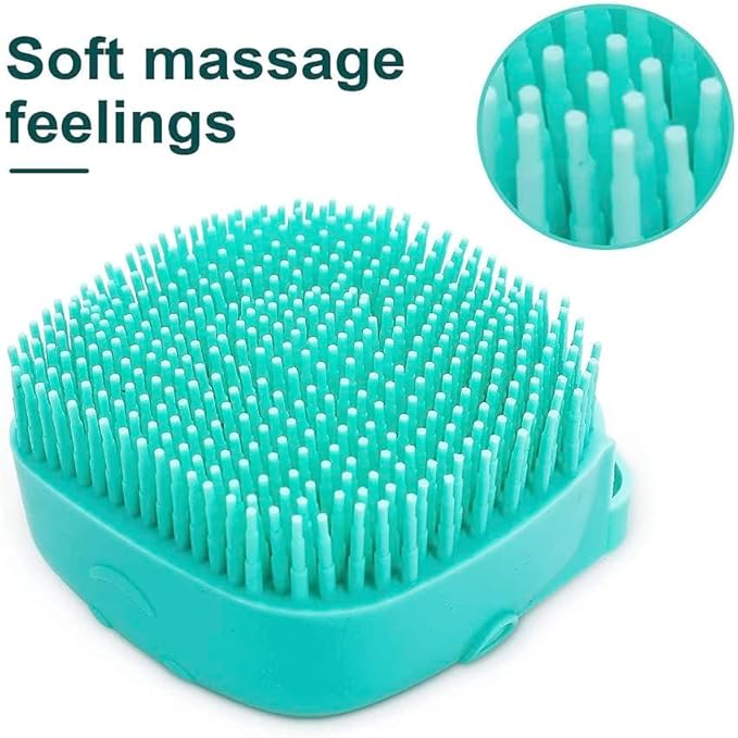 Pet Bath Massage Brush Puppy Dog Cat Grooming Soft soap dispensing (YELLOW)