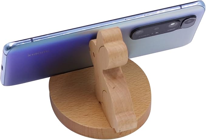 Cute Bunny Cellphone Stand Holder Wooden Smartphone Desk Holder for All Mobile Phones Animal Phone Stand Desk Ornament
