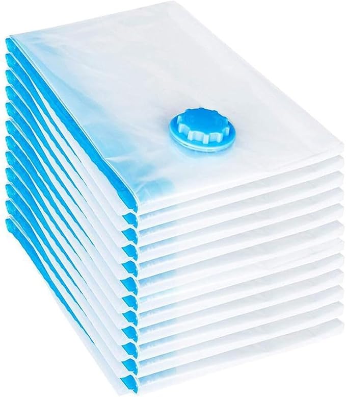 Transparent Vacuum Storage Bags for Clothes, Folding Compressed Space Saving Organizers, Large Size for Comforters, Blankets, Pillows, Seasonal Clothing, 7 Wire Thickness(80x90cm)