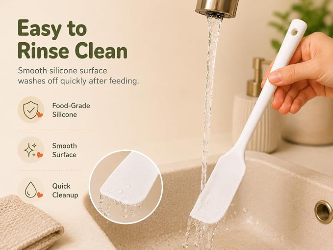 Meow&Woof Cat Wet Food Spoon, Mini Spatula for Pet Canned Food, BPA Free Silicone Can Spoons for Animal Feeding, Small Jars Spatulas, Easy Clean Scraper for Dog Food Cans-White