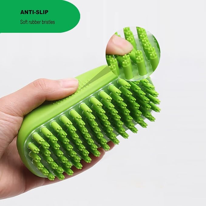 Rubber Curry Brush for Short Haired Dogs, Soft Curry Comb with Removable Screen, Silicone Pet Brush, Use Wet as Bath Scrubber or Dry for Grooming Loose Hair