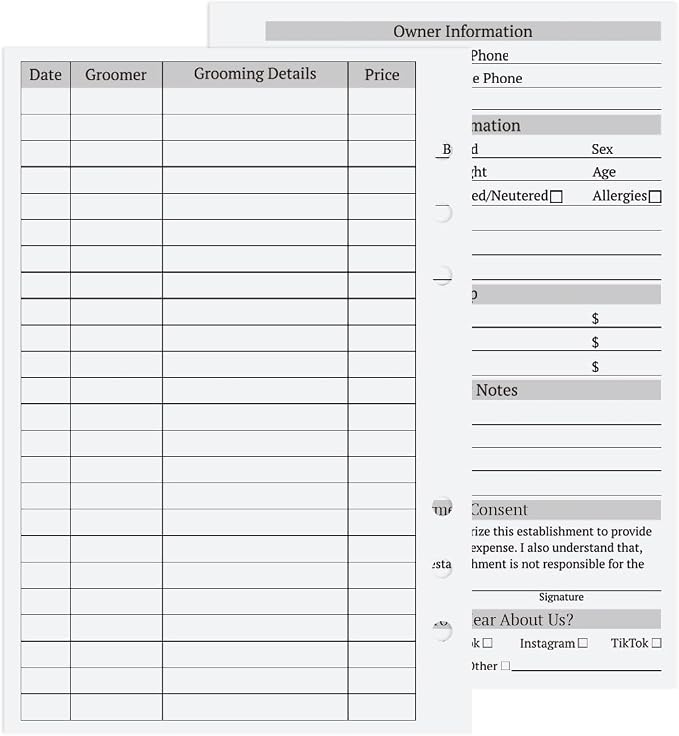 Dog Grooming Cards, With A-Z Tabs, 5.6" X 8.2",200 Sheets | Pet Grooming Client Cards, Kennel Care Client Record Book, Client Profile Cards Dog Grooming Salon