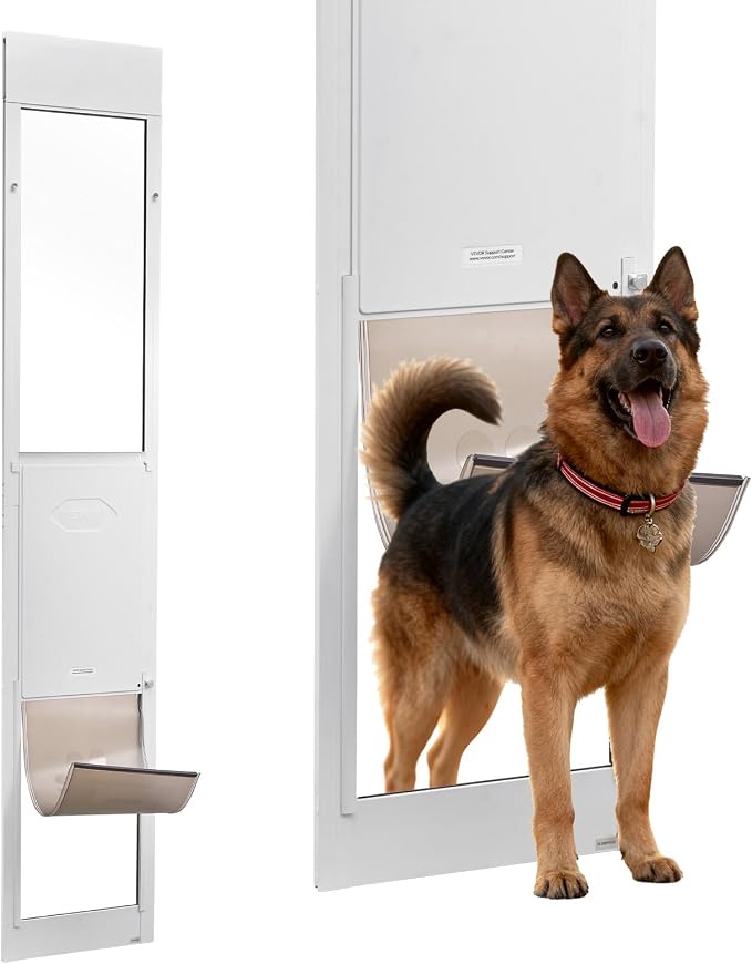VEVOR Dog Door for Sliding Glass Door, 91 to 96 in Adjustable Height, Aluminum Alloy Frame with Metal Rotating Hinges, Lock Design, 13 5/8 x 23 5/8 in Flap, Sliding Glass Pet Door for Renters | For Large Dogs and Pets, 91 to 96 in Adjustable Height, Al...