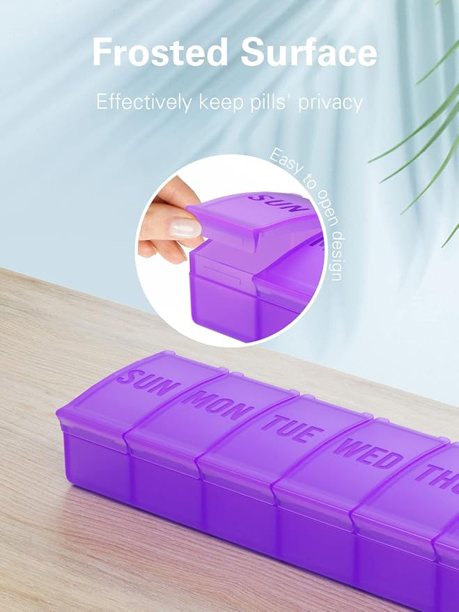 Large Pill Organizer Weekly, Barhon Vitamin Case Box Large Capacity Compartments, 7 Day Pill Containers for Medicine Supplements Fish Oil