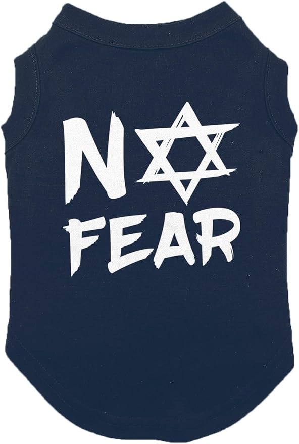 No Fear Star of David - Stand with Israel Dog Shirt (Navy, Large)