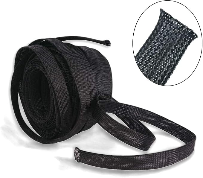 PET Expandable Braided Cable Sleeve Black 1-1/2 Inchx100 FT 1.37"