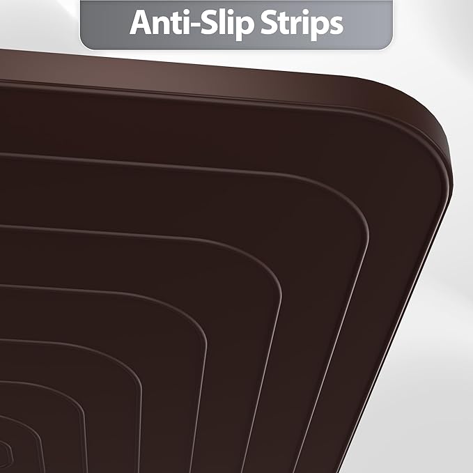 Silicone Dog Food Mat, Waterproof Anti-Slip Pet Feeding Mat with Warped Resistant Raised Edge,Spill-Proof Lip Floor Protection,Dishwasher-Safe Pet Placemat for Dogs & Cats(L 24" x 16" Brown)