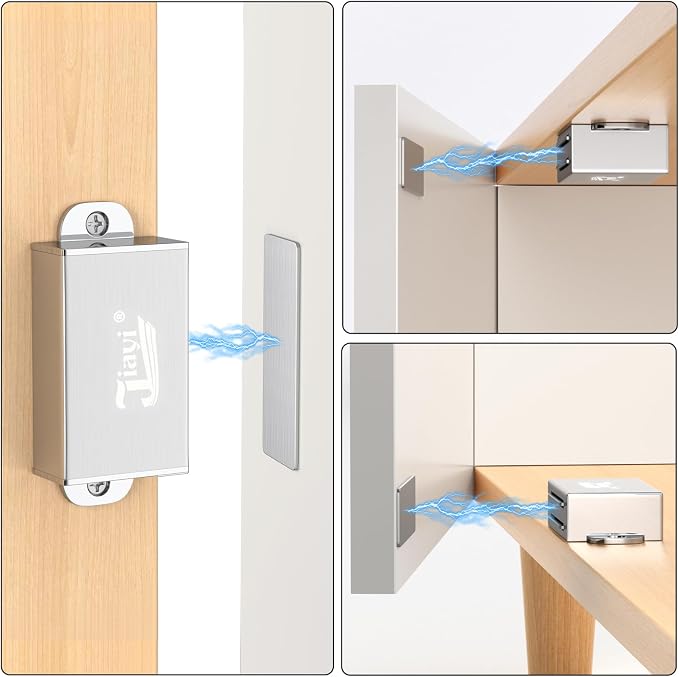 Jiayi Cabinet Magnet Adhesive 8 Pack Magnetic Door Catches Silver Cabinet Door Magnet Latch Stainless Steel Door Magnetic Catch for Kitchen Magnetic Closure for Drawer Wardrobe Closet Door Closing | Silver Magnets to Keep Door Closed, Stainless Steel D...