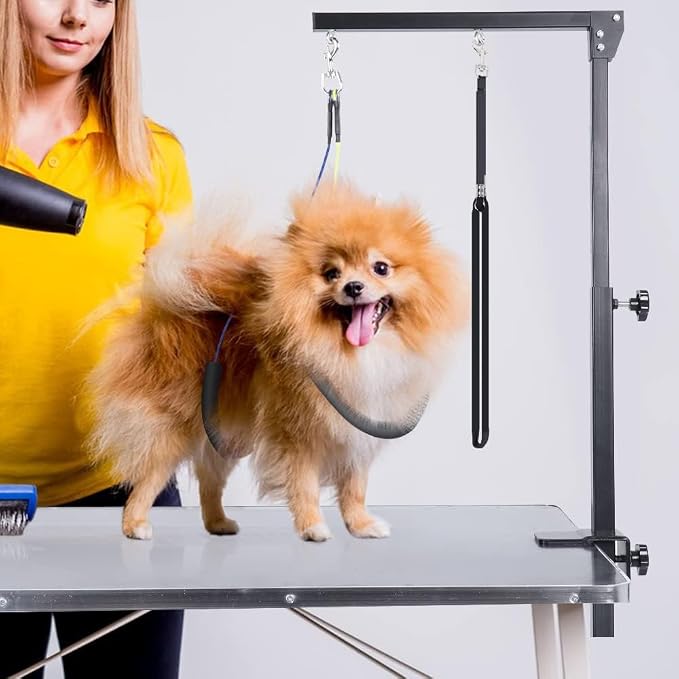 AGESISI Dog Grooming Arm with Clamp, 36" H for Small/Medium Pets, Black | Heavy Duty Pet Grooming Table Arm with Grooming Hammock, Loop Noose & Two No-Sit Haunch Holder, 36" Height Adjustable