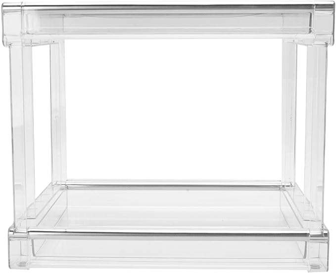 Desktop Storage Rack, Versatile Tea Bag Organizer for Coffee Bar and Makeup, High Capacity PET Cosmetic Stationery Holder with AntiSlip Pads for Kitchen and Office, Space Saving (Transparent)