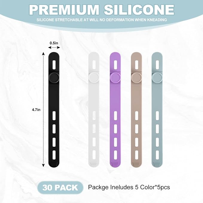 15 Pcs Cable Ties ，Silicone Cable Ties, Reusable Cord Organizer for Charger Cables, Hair Dryer, Home & Office, Flexible Cord Wraps for Electrical Wires (15 Pcs Cord Organizer)