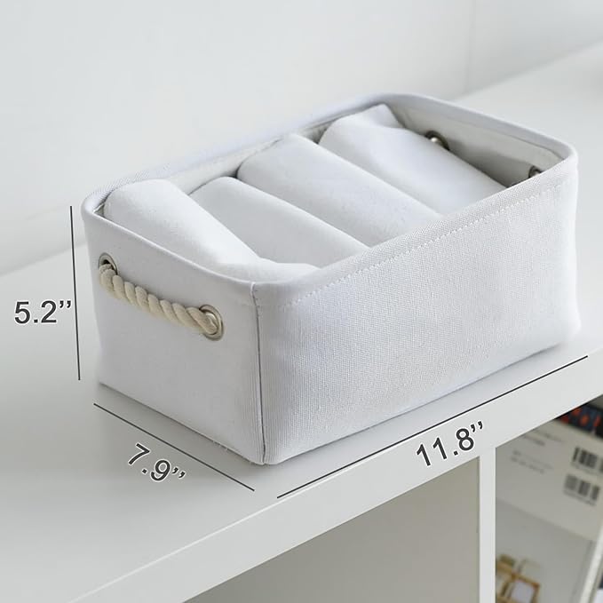 Storage Basket for Gifts Empty - 11.8x7.8x5.2 inch 1 Pack Fabric Storage Cubes, Nursery Organizers and Storage for Closet Cloth Toy Book (White)