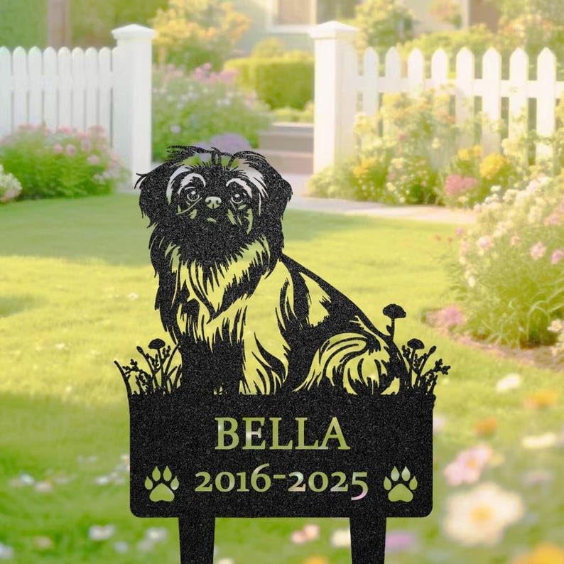 Custom Pekingese Memorial Garden Stake, Pet Grave Marker, Dog Loss Gift | Pet Memorial Gifts for Dogs, Grave Marker, Grave Decorations for Cemetery, Dog Dad Gifts, Back Yard, Garden Decor