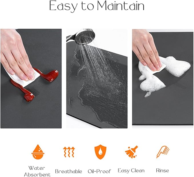 Under Sink Mats -(Cut-to-Fit) Absorbent Shelf Liner for Kitchen & Bathroom Cabinets, Quick-Dry Non-Slip Cabinet Protector, Waterproof Under Sink Pad for Leak Protection (Grey, 31''x 20'')