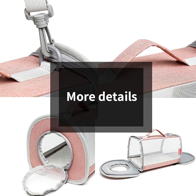 Guinea Pig Carrier Travel Small Animal Bag Lizard Bird Rabbit Cage Squirrel Breathable Bag Portable Hamster Pet Hangbag (Small, Pink)