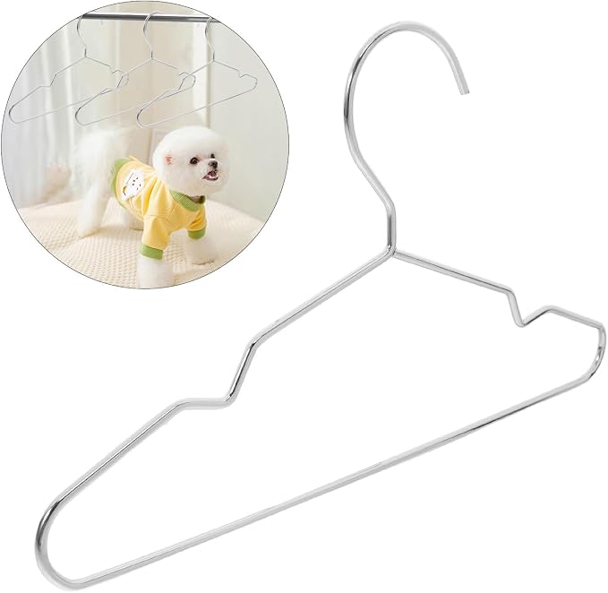 Beaupretty 10pcs Silver Steel Pet Hangers for Pet Clothes and Apparel Universal Fit with Sleek Finish Sturdy Dog and Cat Clothing Organizer for Homes