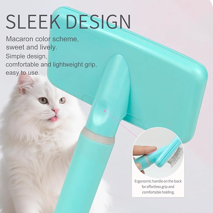 135° Angle Pet Slicker Brush, Ergonomic Handle, Gentle Deshedding & Detangling Brush for Dogs and Cats, Suitable for All Coat Types (Mint green)