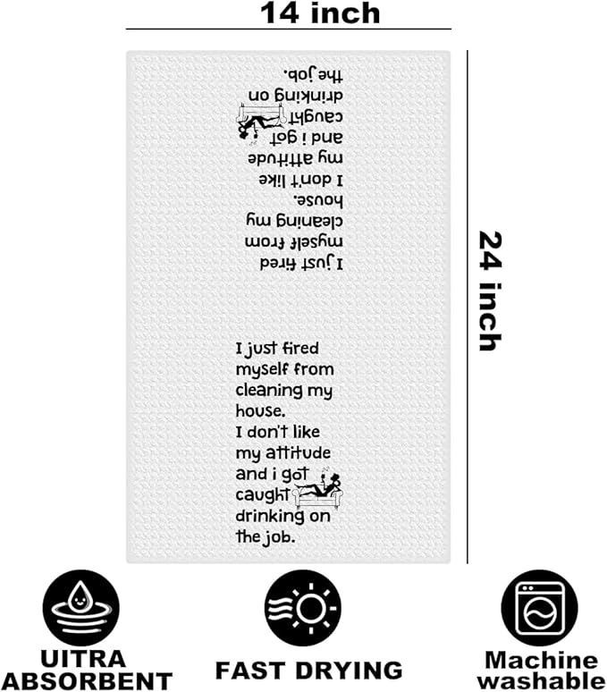 Hanamiya Na Funny Kitchen Towels 24x14 Inch, Sarcastic Sayings Reusable Dish Towels for Kitchen Bathroom Decor, Waffle Weave Absorbent Hand Cloth Tea Towel, Funny Gifts for Women Mom Friend