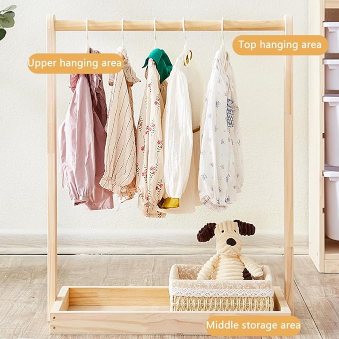 Baby Garment Rack, Kids Clothing Rack with Storage Shelf & Hanging Rod | Mini Closet Rack, Children Clothes Garment Rack, for Bedroom,Playroom,Nursery,Laundry, Pets Clothing Rack for Dogs Cats Dolls