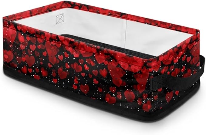Valentine Heart Toilet Paper Basket,Bathroom Basket Decorative Shelf Bin Organizer for Toilet Tank Topper Countertop Shelves, Decor for Bedroom Living Room