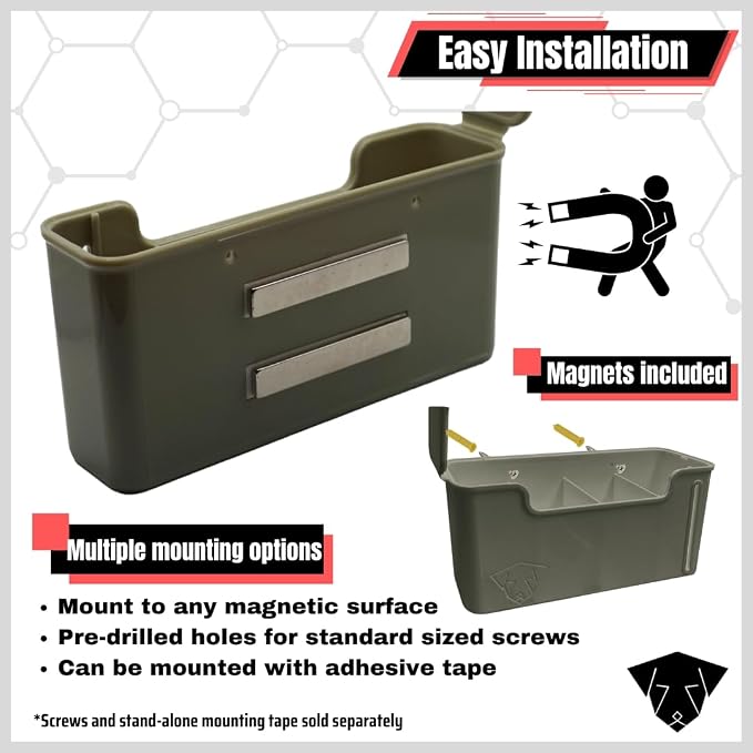 Dog Poop Bag Dispenser - Magnetic Mount - Indoor/Outdoor - Wall Mount - Waste Bag Dispenser - Magnet - Screw-on - Stick-on - Storage - Cat Litter bag - Container (Gray)