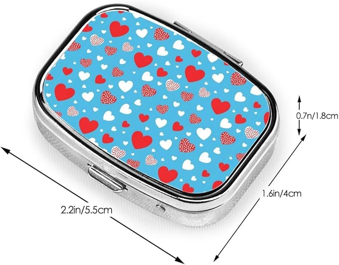 Portable Medicine Case Mini Pill Holder Vitamin Organizer Purse Pocket Essential Business Trip, Valentine's Day Elegant Love Pattern