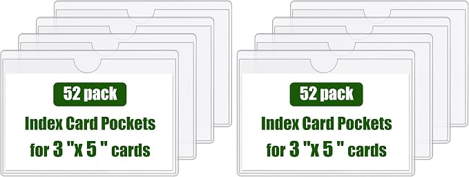104 Pack Label Pockets for Storage Bins, 3x5 Sticky Index Card Holder
