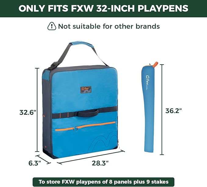 FXW Dog Playpen Storage Bag, Designed for RV Trips, Blue, 1 Pack | Fits FXW Pens Only(32" H 8 Panels & 9 Stakes), Comfortable Carry, Neat Storage, Wear-Resistant, Patented