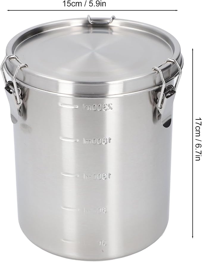 Airtight Small Pet Food Storage Container, Stainless Steel 2500ML | No Spill Freshness Seal Design, Cat Dog Treat Jars Feeding Supplies, Kitchen Pantry Arrangement, Dry Kibble Organization