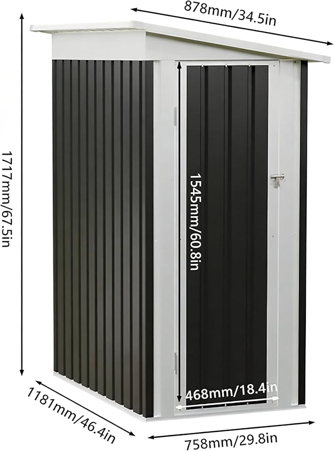 4 * 2 FT Metal Garden Storage Sheds for Patio Backyard Tools House Storage Waterproof Garden Tool Storage Sheds (Grey)
