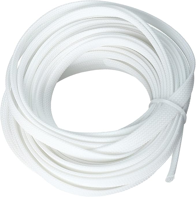 Jutagoss PET Expandable Braided Cable Sleeve, 32.8ft - 3/8 inch White Cable Management Sleeve, Wire Loom Tube Cord Protector for USB Cable, Power Cord, Audio Video and More, 1Pc