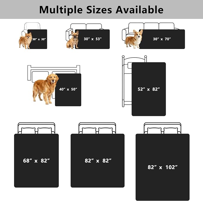 Waterproof Couch Cover for Dogs - Washable Pets Furniture Protector | TPU Leak-Proof Liner, Lightweight & Reversible, Fits Chair, Sofa, Bed, 52" x 82" , Black/Darkgrey