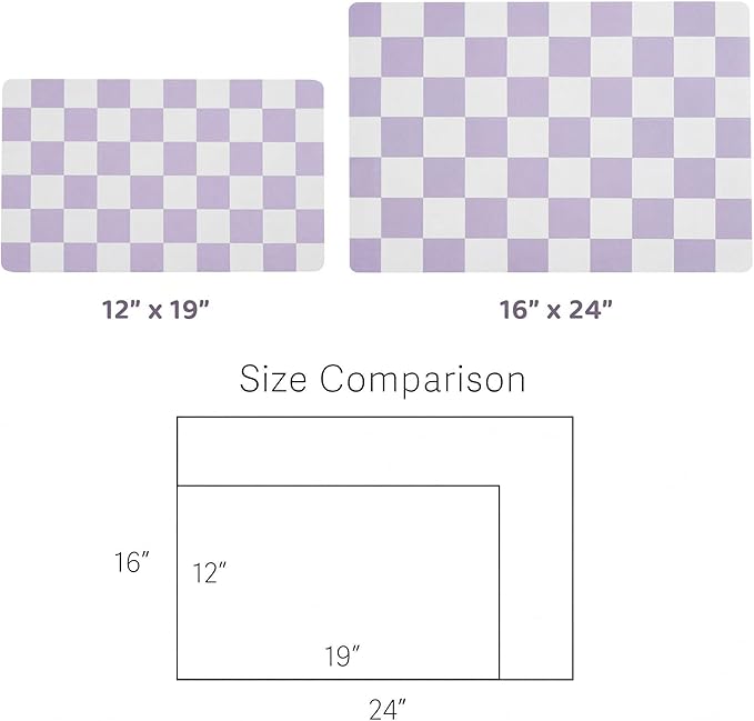 Ralxion Checkered Dog Feeding Mat, Absorbent Mats for Dog Food and Water Bowl, Dispenser, Aesthetic Purple Checkerboard Pet Placemat for Dogs, Cats, Puppy Accessories (Purple, 12 x 19)