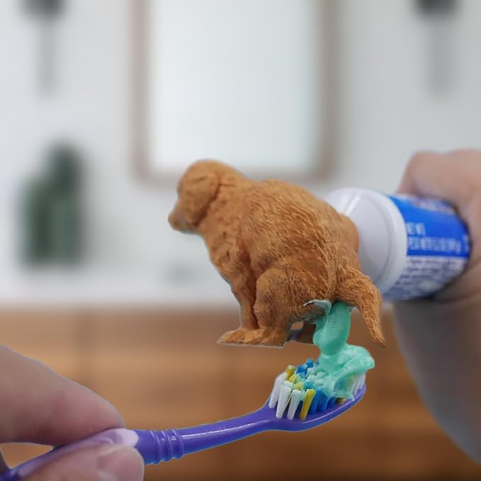 2 Pcs Poop Toothpaste Dispenser, Hilarious Golden Retriever Puppy Poop Toothpaste Dispense, Dog Butt Toothpastes Topper,Suitable for Dog Lovers