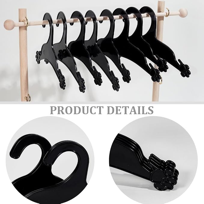 NBEADS 20Pcs 2 Styles Pet Apparel Hangers, Mini Clothes Hanger Plastic Pet Dog Clothes Hangers Costume Rack pet Clothes Hanger for Dog Cats Clothing Closet, Black