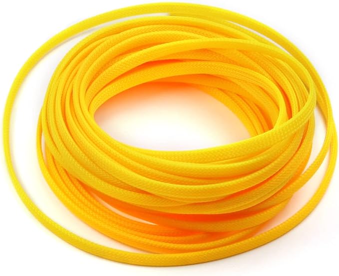 Jutagoss PET Expandable Braided Cable Sleeve, 32.8ft - 1/4 inch Yellow Cable Management Sleeve, Wire Loom Tube Cord Protector for USB Cable, Power Cord, Audio Video and More, 1Pc