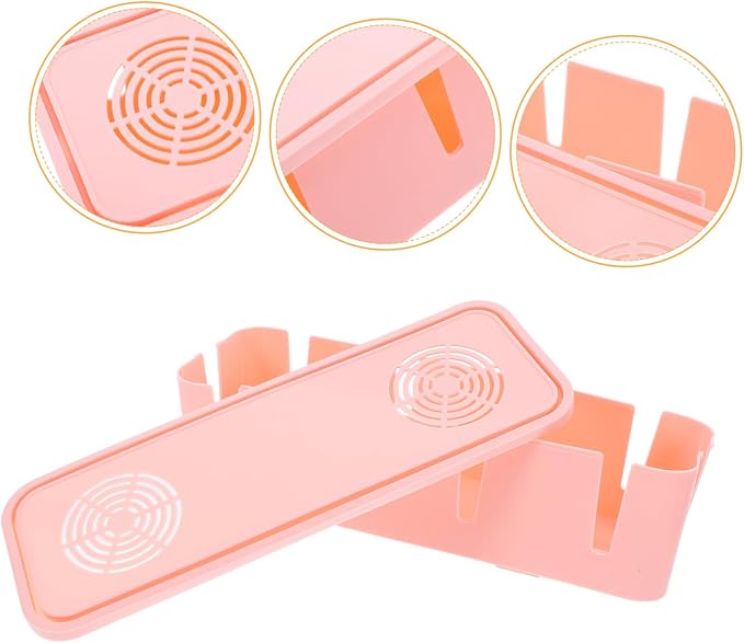 Veemoon Plug Socket Storage Box Pink Cable Organizer for Power Strips Adapters Chargers Easy to Conceal Cords Protects from Water Pets Lightweight and Static Design
