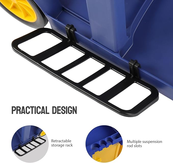 TUFFIOM Multifunctional Janitorial Cart with Key-Locking Cabinet,Cleaning Carts on Wheels,with 15 Gallon Collection Bag,500 lbs Capacity, Yellow&Blue