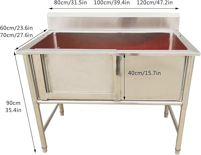 Professional Stainless Steel Pet Bathing Station,Dog Bathtub with Shower Sink,Home Grooming Tub for Large Medium Small Dogs.120cm/47.2in-Width 70cm