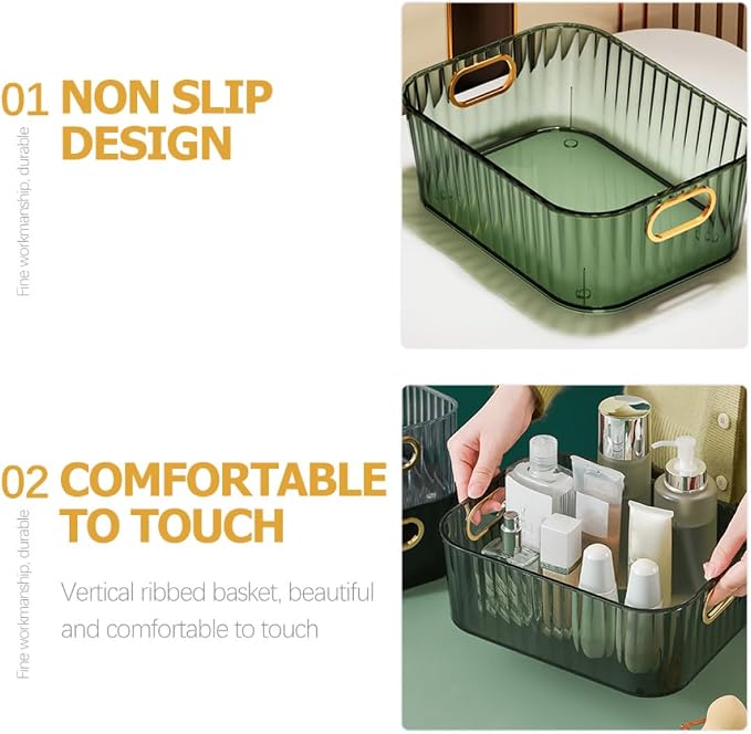 Desktop Makeup Organizer Box PET ABS Compact Open Storage | Skincare Storage Container, Dressing Table Use, Simple Stylish Shape, Space Saving Organization