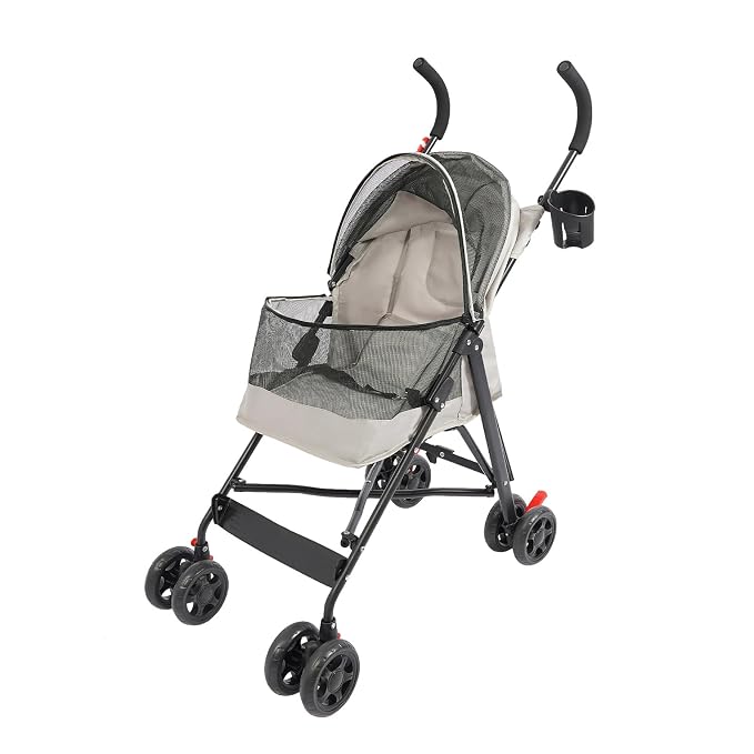 Pet Stroller, Foldable Pet Travel Stroller with Weather Cover, 2 Wheels Pet Strolling Cart for Small Medium Dogs Cats with Cup Holder Breathable Visible Mesh Outdoor Stroller for All-Season (Gray)
