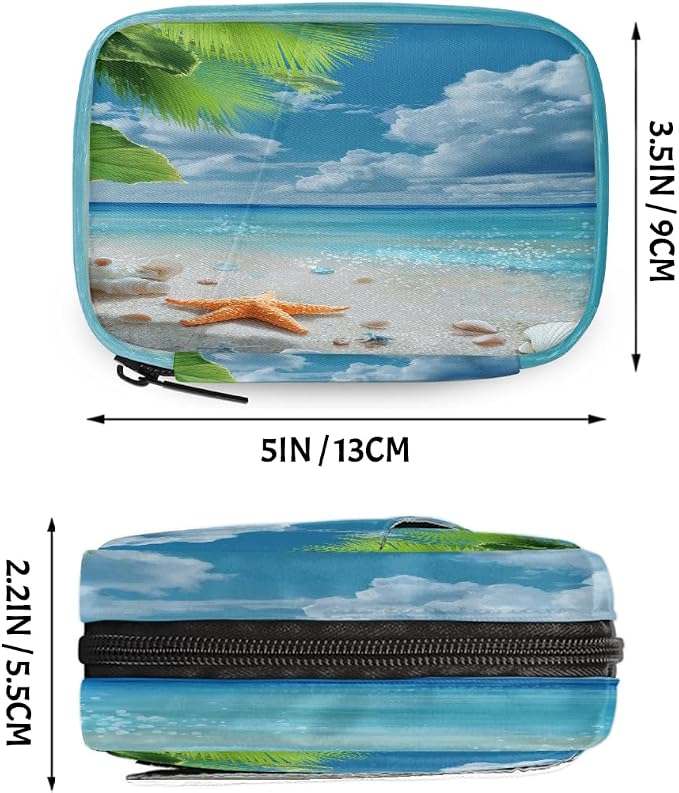 Travel Pill Organizer Beautiful Beach Starfish Shell Small Pill Case